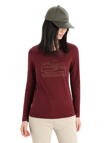 Espresso Icebreaker Merino Central Classic T-Shirt Sunset Women's Long Sleeve | AU 1634ZUTG